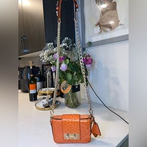 Rebecca Minkoff Ostrich Orange Leather Crossbody Bag